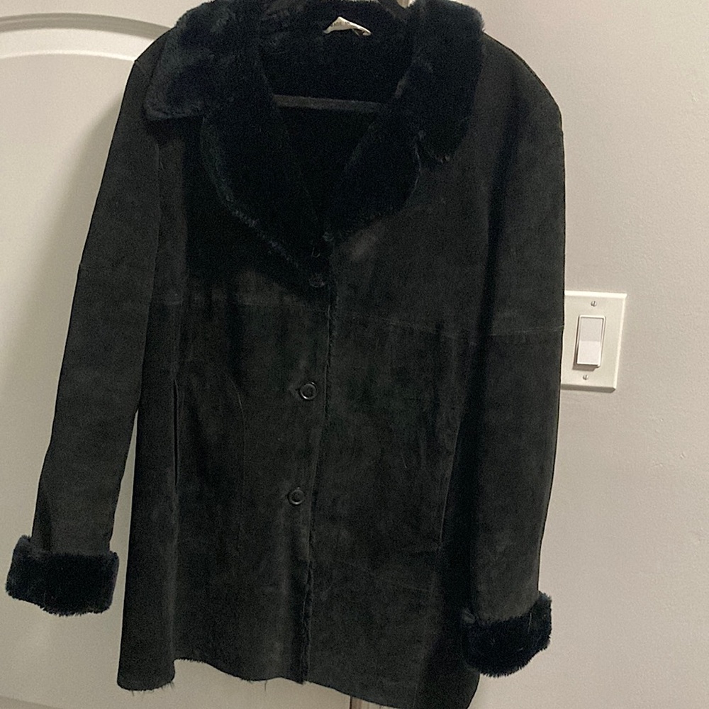 Marvin Richards Black Sued Coat with 100% acrylic lining